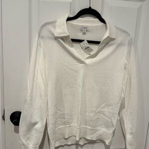 J. Crew Factory Women's Cream V-Neck Sweater Collar